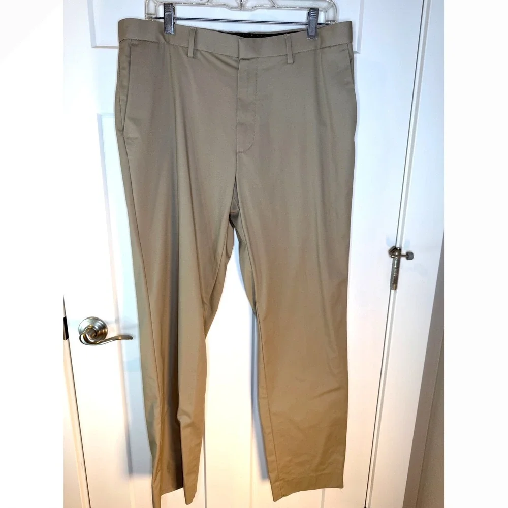 Banana Republic Slim Fit Chino Pants Men 33x32 Tan Khaki Stretch Cotton Trousers